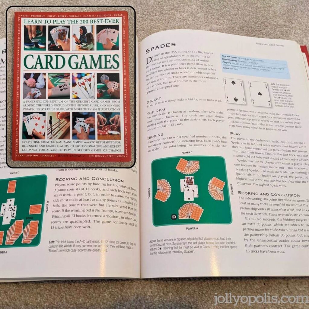 Photos of the cover and inside of Learn to Play the 200 Best-ever Card Games