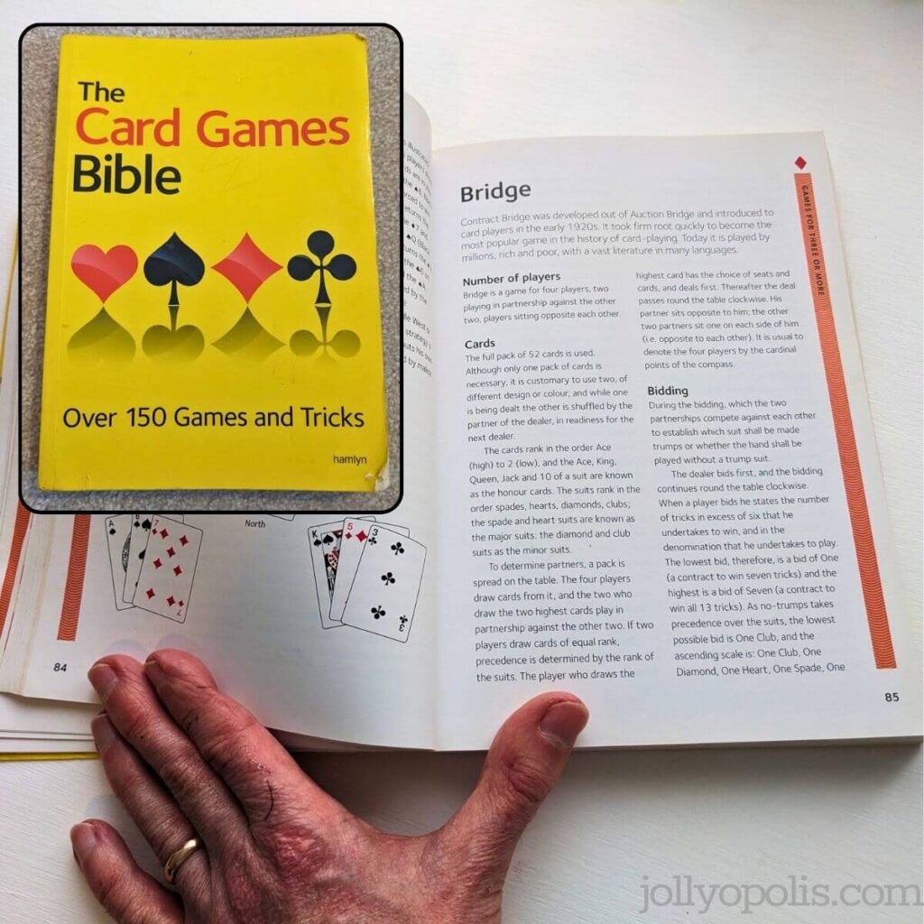 Photos of the cover and inside of The Card Games Bible: Over 150 games and tricks