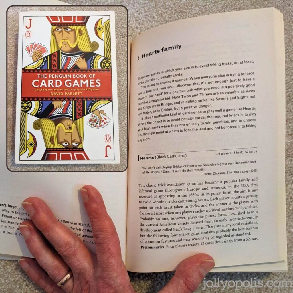 Photos of the cover and inside of The Penguin Book of Card Games